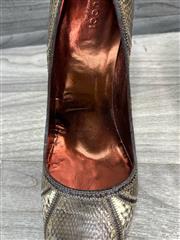 Gucci Metallic Python Embossed Leather Platform Pumps Size 41